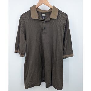 Vintage Haley Reserve Polo Shirt Large Brown Black Stripe 100% Cotton Korea